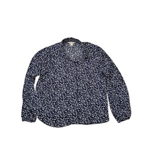 Joe Fresh Women's Navy Floral Blouse